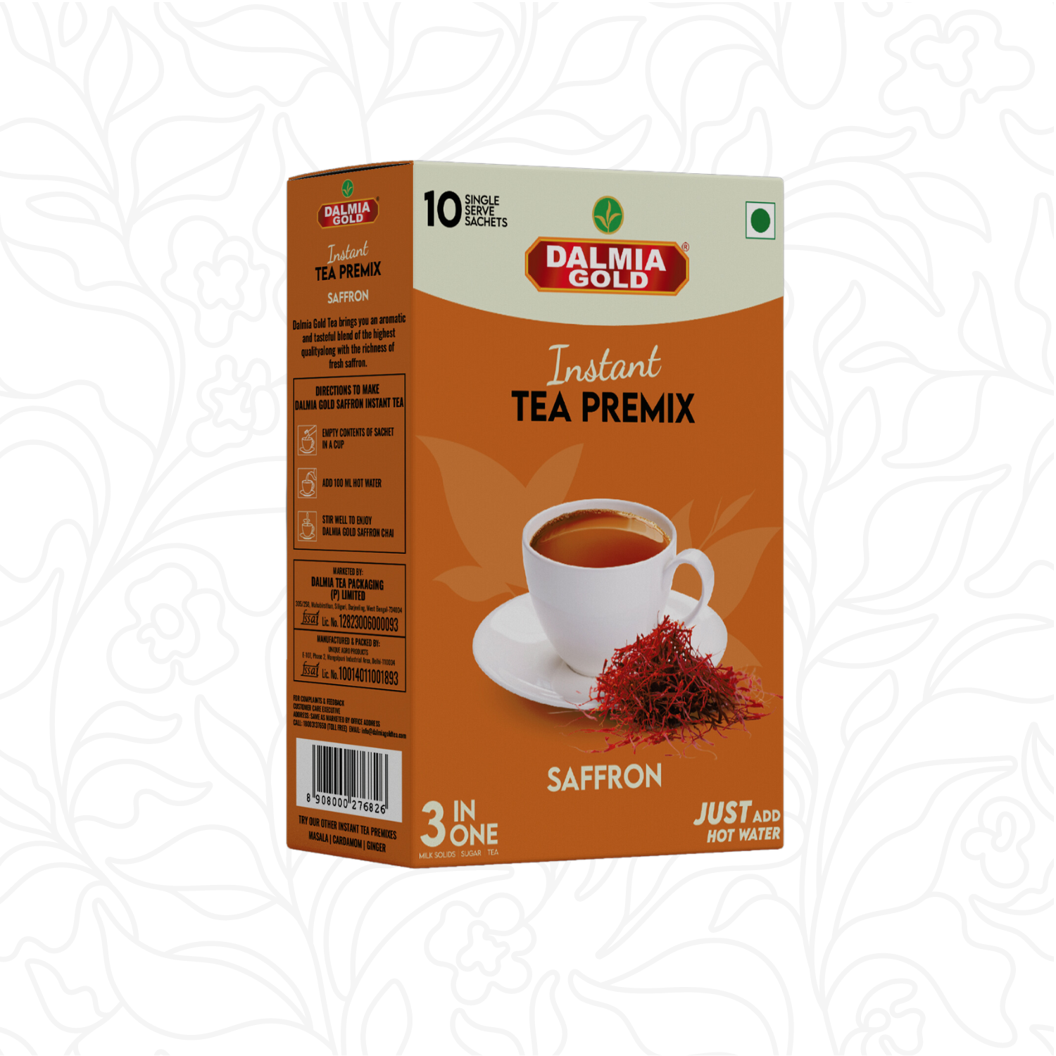 Dalmia Gold Saffron Tea Premix | Pack of 10 Sachets each in 1 Box