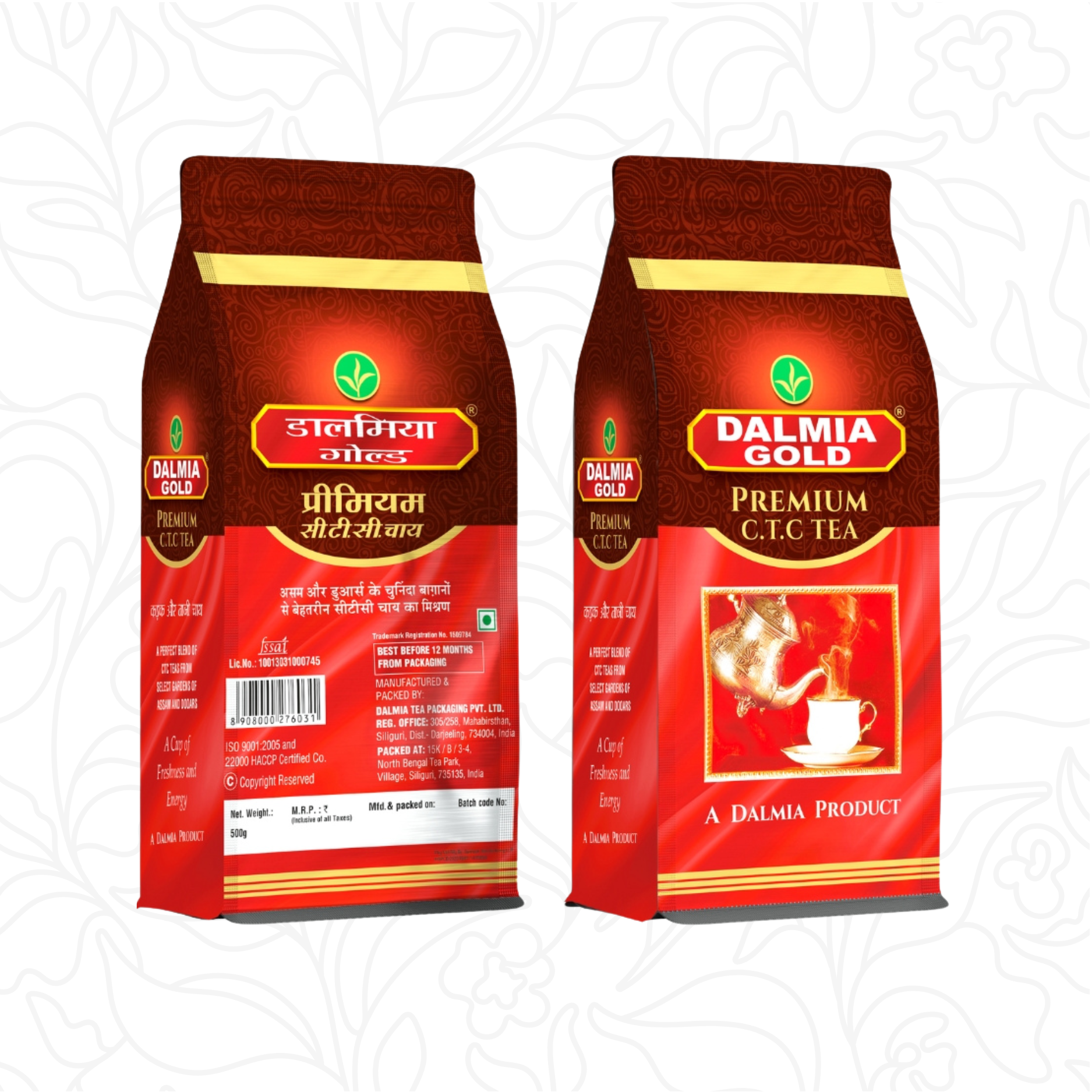 Dalmia Gold Premium Tea 500gm - Standup Pouch Pack | Blend of CTC Tea Granules from Assam and Dooars