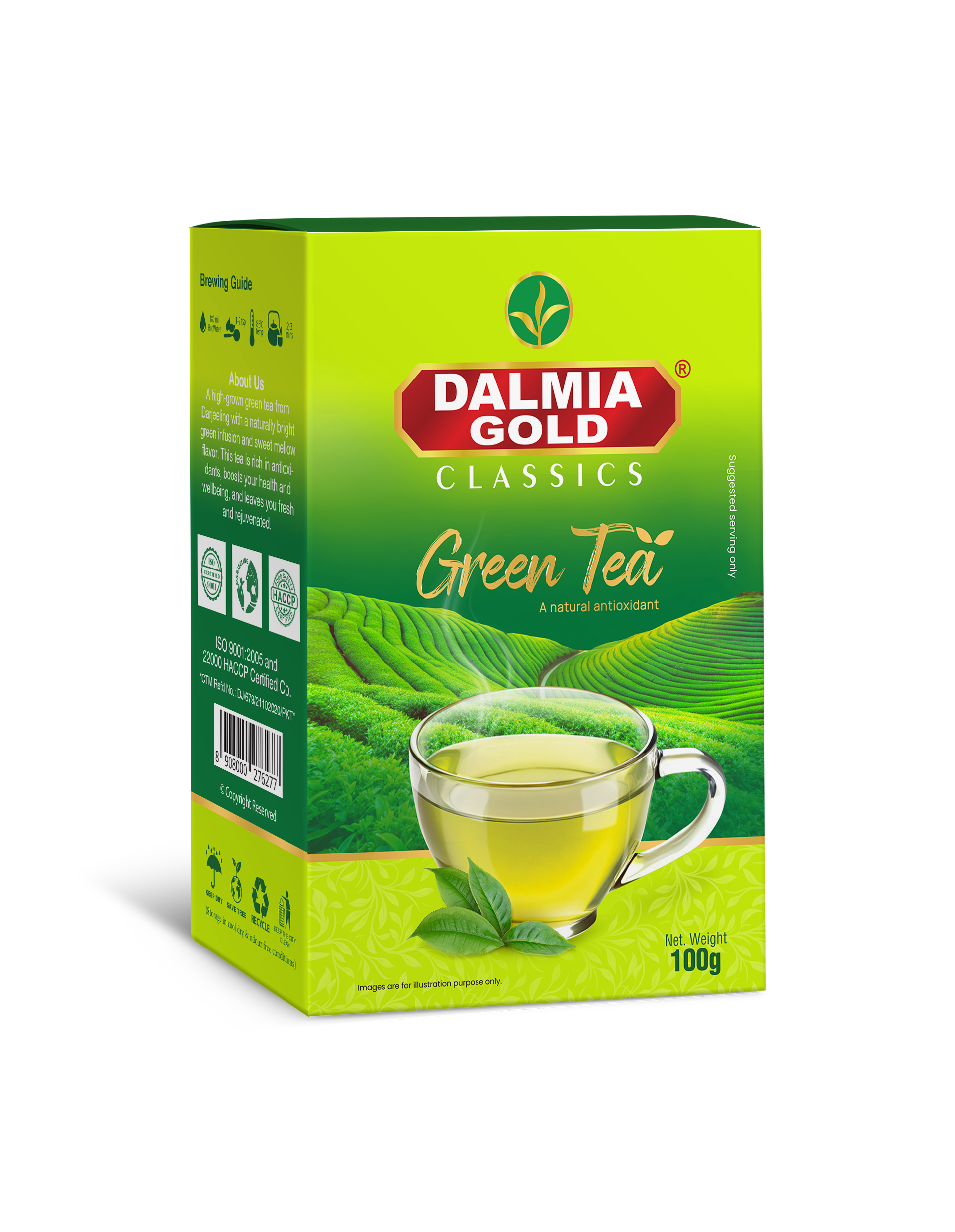 Dalmia Gold Green Tea 100gm Corrugated Box